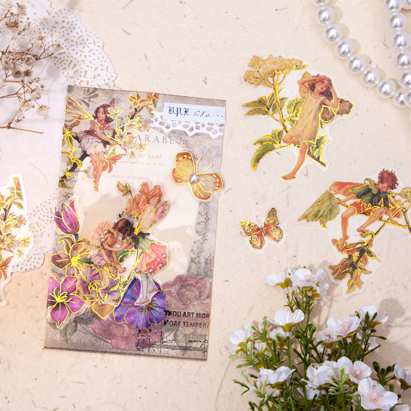 10 PcsPack Cute Flower Fairy PET Stickers Aesthetic DIY Scrapbooking ...