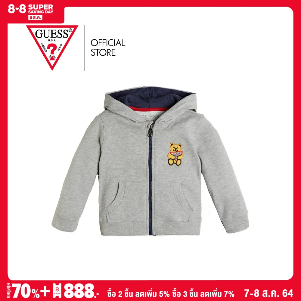 GUESS KIDS เสื้อแจ็คเก็ต เด็กผู้ชาย รุ่น N0BQ08KA4P0 สีเทา เสื้อผ้าเด็กผู้ชาย เสื้อแจ็คเก็ตเด็กผู้ชาย เสื้อแจ็คเก็ต