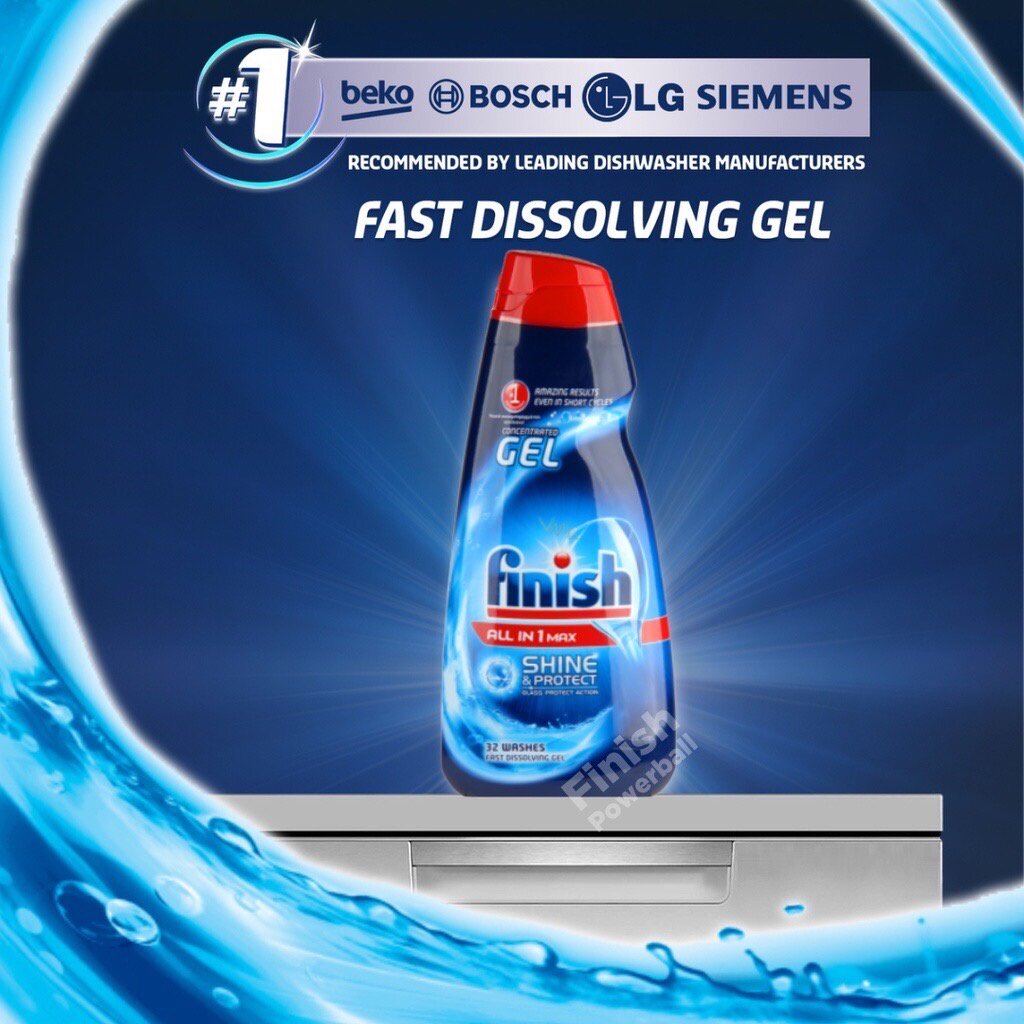 จัดส่งทันที Finish ฟินิช All in 1 Max gel Dishwasher Fast Dissolving Regular Original 700 ml