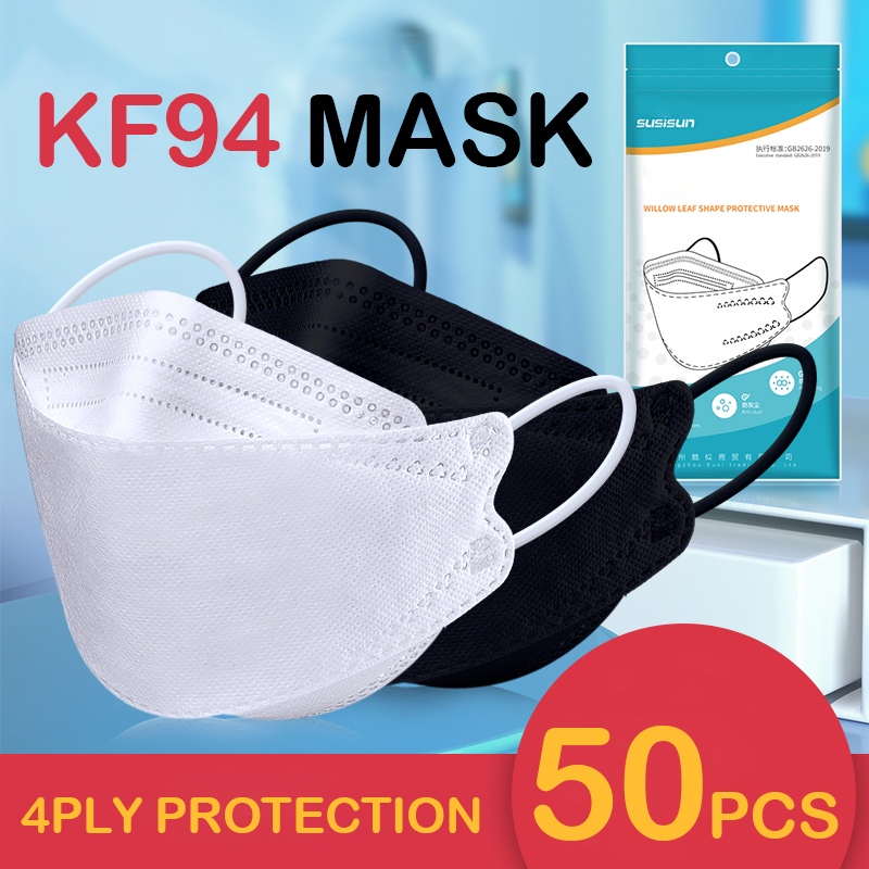 【50PCS】MASK KF94 เกาหลีรุ่น face mask หน้ากากสีขาว unisex 50 ชิ้น KF94 face mask 4 ชั้นป้องกันเกาหลีรุ่น หน้ากากอนามัย kf94（10 ชิ้น / ถุง） * 5