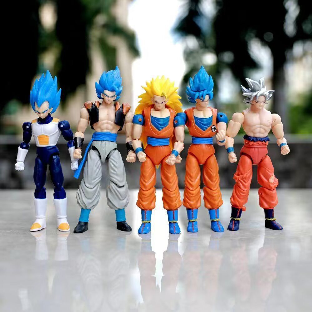 Action Figure Toys For Children Adults SHF Super Saiyan God Son Goku Blue  Anime Dragon Ball Super Gifts PVC Model Movable Dolls
