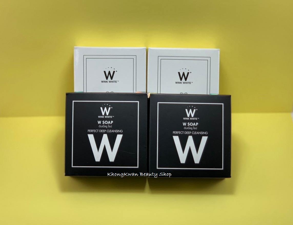 (แพ็คคู่ สีแดง2ก้อน + สีขาว2ก้อน) WSOAP สบู่ดับเบิ้ลยู winkwhite soap ทำความสะอาดผิวหน้า + ผิวกาย (แพ็คคู่ สีแดง2ก้อน + สีขาว2ก้อน) WSOAP สบู่ดับเบิ้ลยู winkwhite soap ทำความสะอาดผิวหน้า + ผิวกาย