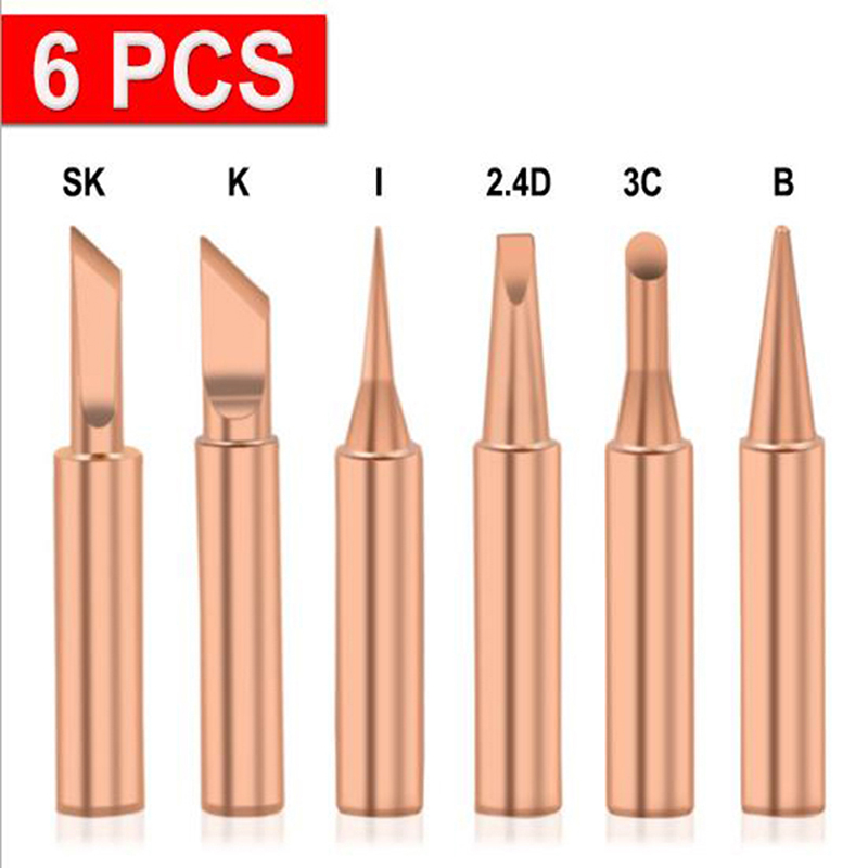 Evan 5/6pcs pure copper 900m-t solder iron tip lead-free solder tip welding head