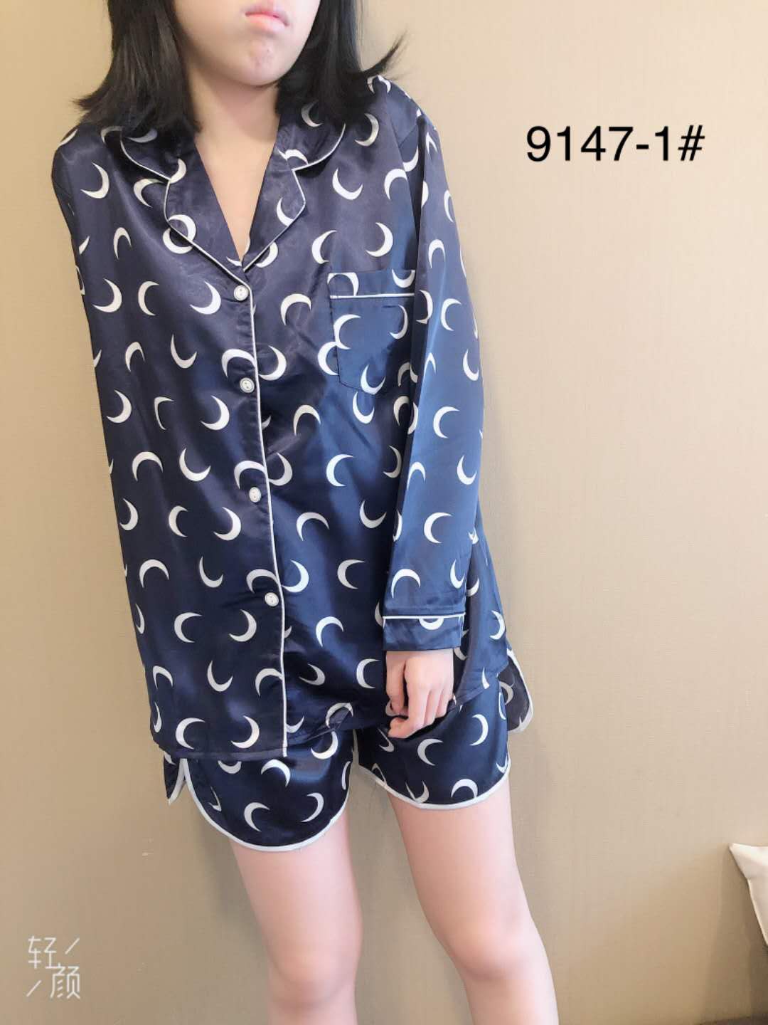 ชุดนอนลายใหม่ พิมพ์ลาย ผ้าซาติน เสื้อแขนยาว+กางเกงขาสั้น - goodshop168 ...