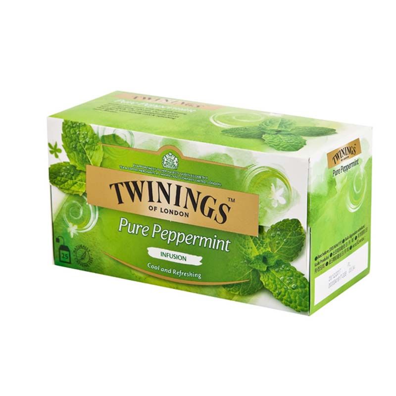 Twinings Pure Peppermint Tea 25 Tea Bags  ทไวนิ่งส์ ชาเปปเปอร์มินต์ 25 ซอง x 1 กล่อง
