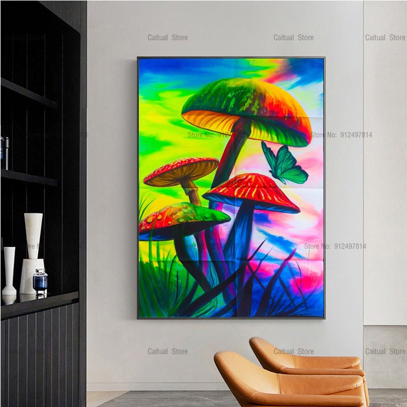 Psychedelic Art Trippy Abstract Acid Mushroom Canvas Painting Poster ...
