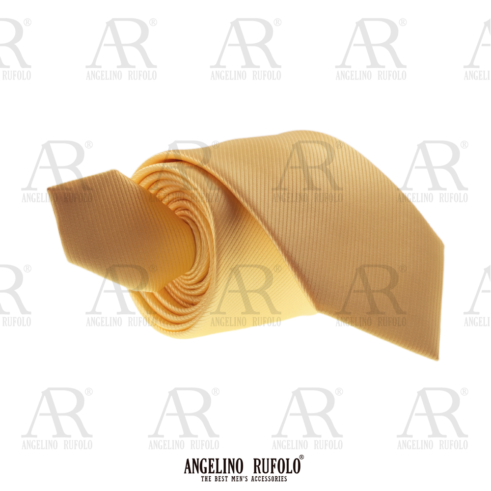 ANGELINO RUFOLO Necktie(เนคไท) ผ้าไหมทออิตาลี่คุณภาพเยี่ยม ดีไซน์ Plain Pattern สีเหลืองอ่อน/สีเหลืองเข้ม/สีCorngold/สีเทอร์ควอยซ์/สีน้ำเงิน