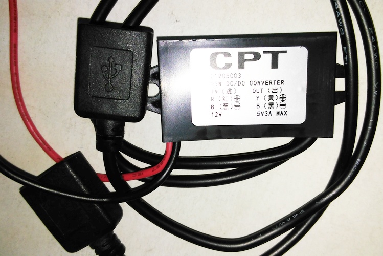 CPT ตัวแปลงไฟ 12V เป็น 5V USB 2 หัว 3A 15W Adapter DC12V to DC 5V*2