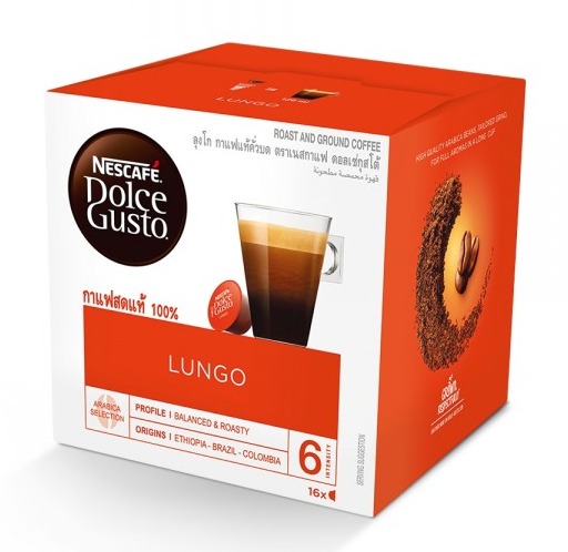 Nescafe Dolce Gusto LUNGO Coffee Pod (UK Imported) เนสกาแฟ ดอลเช่ กุสโต้ ลุงโก้ กาแฟคั่วบด (6.5g. x 16capsules)