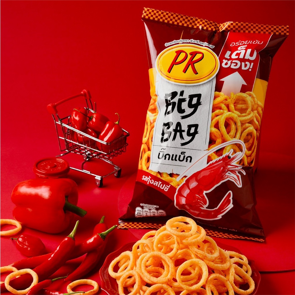 ข้าวเกรียบ ขนมข้าวเกรียบ ข้าวเกรียบกุ้ง Big Bag รสกุ้งสไปซี่ และรส