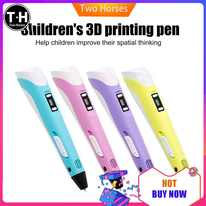 ปากกาวาดเส้นขยุกขยิก3มิติ3D ปากกาสำหรับเด็ก2nd เมจิกปากกาวาดภาพ3d พร้อมฐาน + อุปกรณ์สี3m3 (สุ่มสี) USB