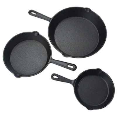 3Pcs Cast Iron Skillet,6 Inch, 8 Inch and 10Inch Non-Stick Skillet Pre-Seasoned Frying Pan for Frying Saute Cooking Meat
