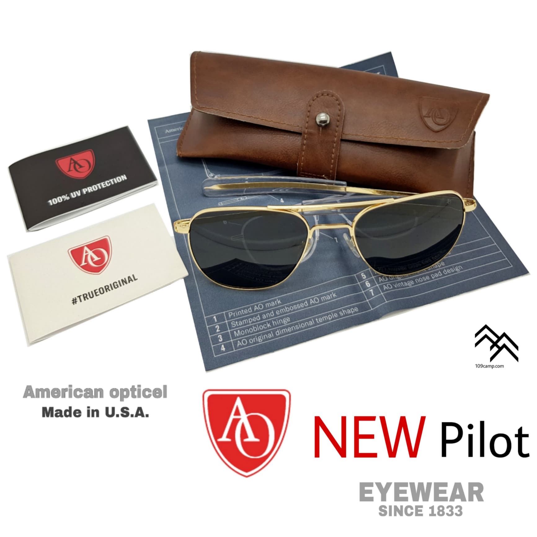 แว่นตา AO Eyewear รุ่นปรับปรุงใหม่2021 รุ่น Pilot ของแท้แว่นตาที่นักบินทั่วโลกนิยมใช้มากที่สุด ผลิต USA.ทางร้านเป็นตัวแทนจำหน่ายอย่างเป็นทา
