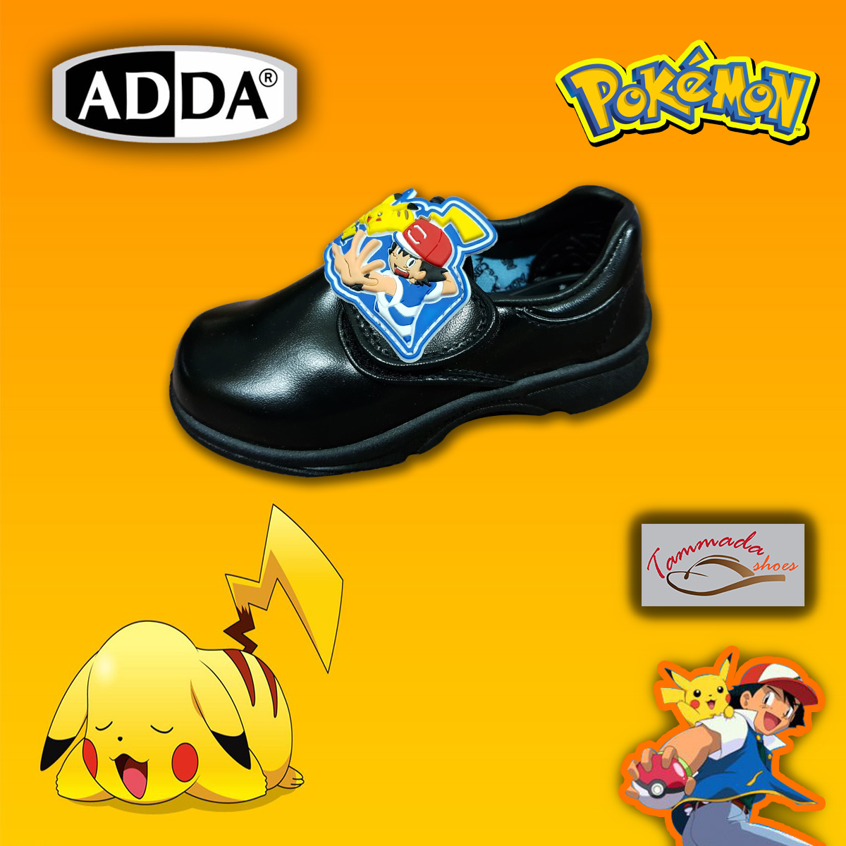 ADDA รองเท้านักเรียนเด็กอนุบาล รองเท้านักเรียนเด็กผู้ชาย ลาย Pokemon โปเกม่อน รหัส 41A10 รองเท้านักเรียนอนุบาลชาย รองเท้าเด็กอนุบาลชาย