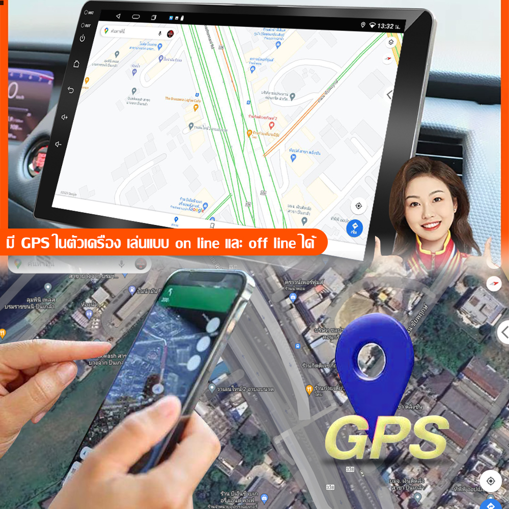 HO 8 core แถมฟรีกล้องถอยหลัง จอแอนดรอย จอ android ติดรถยนต์ 2 Din 9 ...