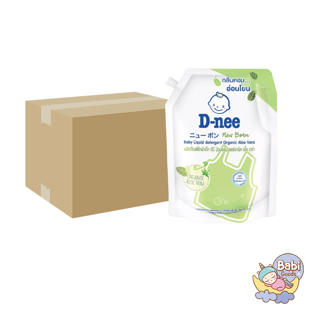[ยกลัง 6 ถุง] D-nee น้ำยาซักผ้าเด็กนิวบอร์น Organic Aloe Vera 1400 มล.