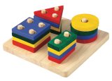 PlanToys ของเล่นไม้ Geometric Sorting Board แป้นเรขาสวมหลัก ของเล่นเด็ก 2 ขวบ