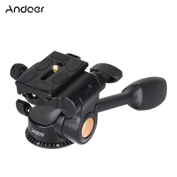 Andoer Q08 Video Tripod Ball Head 3-way Fluid Head Rocker Arm with Quick Release Plate for DSLR Camera Tripod Monopod
