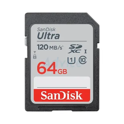 SD Card 64GB SanDisk Ultra SDSDUN4-064G-GN6IN (120MB/s,)