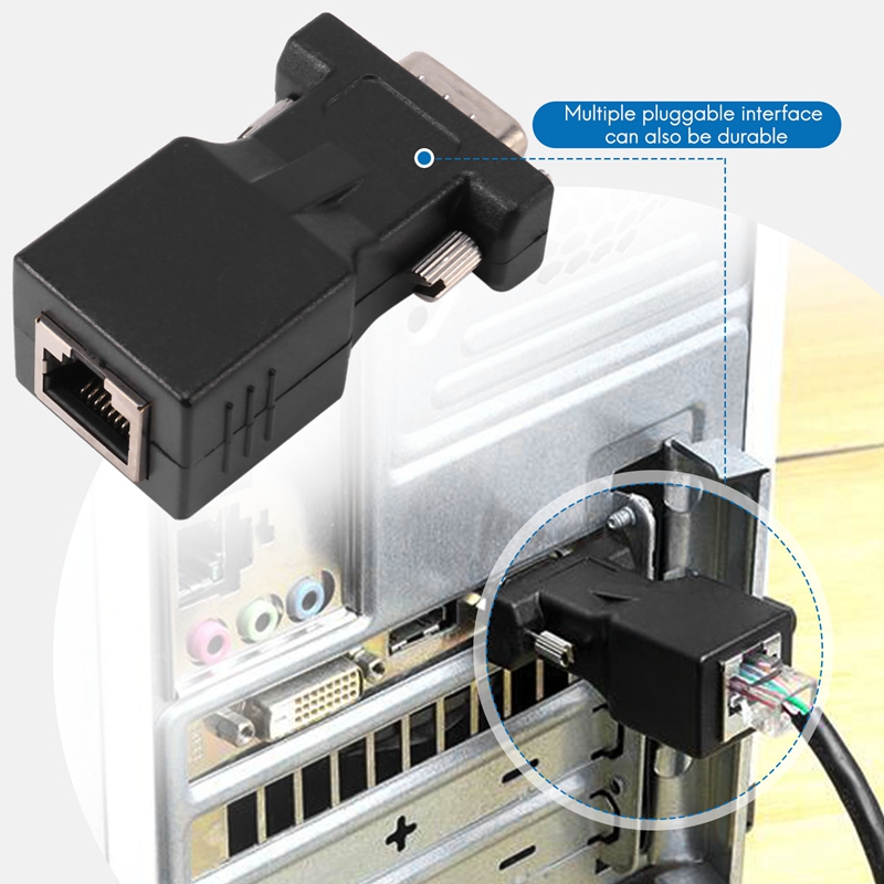 VGA Extender Male To LAN CAT5 CAT6 RJ45 Network Cable Adapter