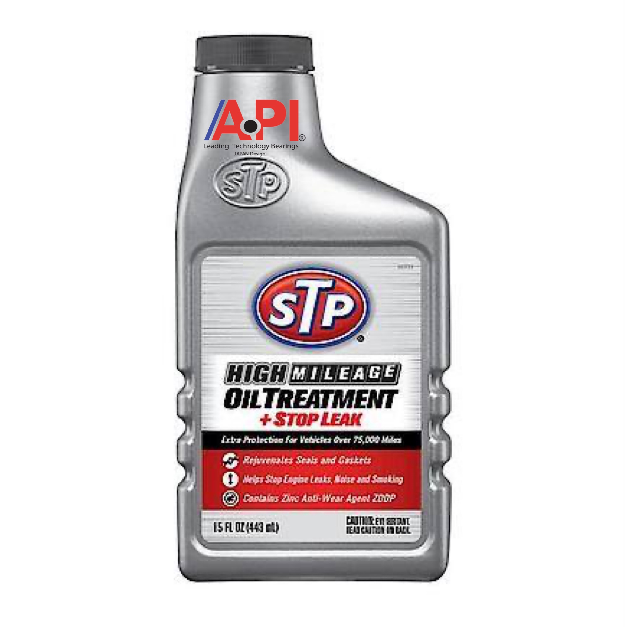 STP 78595 หัวเชื้อน้ำมัน สูตรหยุดการรั่วซึม ใหม่ High Mileage Oil Treatment + Stop Leak หัวเชื้อน้ำมันเครื่อง หยุดรั่วซึม