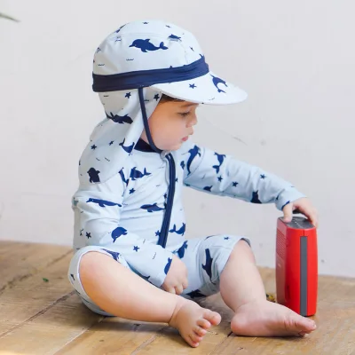 2021 new children's one-piece swimsuit boy's baby one-piece flat horn ins wind dolphin swimsuit