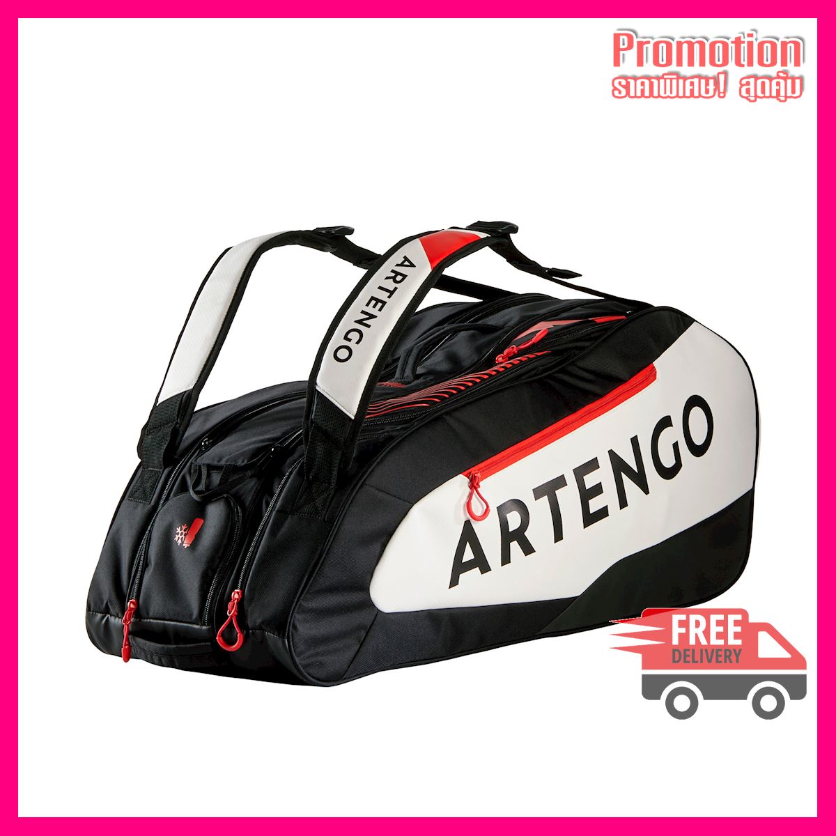 Tennis Bag 9R 930 L - Black/White/Red