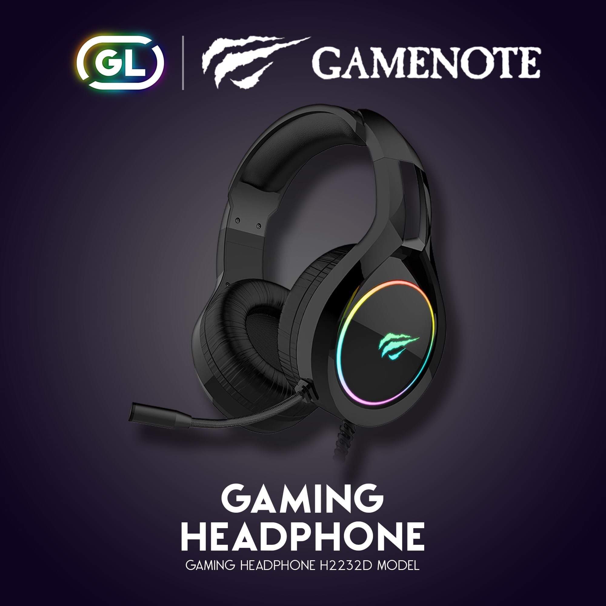 Gamenote Gaming Headphone หูฟังเกมมิ่ง หูฟังเล่นเกมส์สำหรับคอมพิวเตอร์ มีไฟ RGB Backlit GH 2232 havit