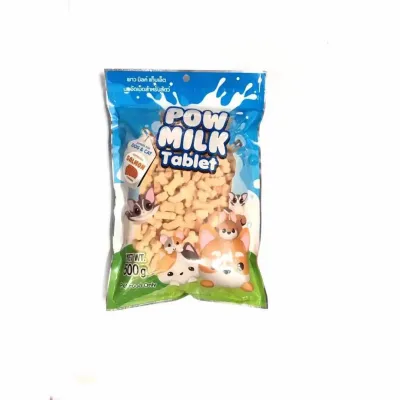 Boqi Factory นมแพะอัดเม็ด สำหรับสัตว์เลี้ยง Pow Milk Tablet ขนมสุนัข ขนมแมว 20กรัม. Pow milk table