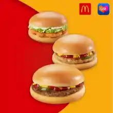 รูปภาพขนาดย่อของE-vo McDonald's Pork/Chicken/Beef B คูปอง แมคโดนัสด์ แฮมเบอร์เกอร์หมู/ไก่/เนื้อ 1 ชิ้นลองเช็คราคา
