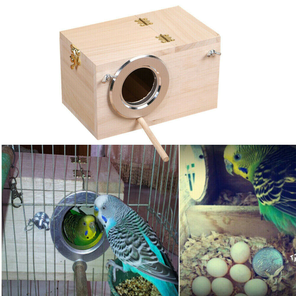 Wooden Bird Breeding Box Cage For Parrot Budgie Nesting House Lovebirds ...