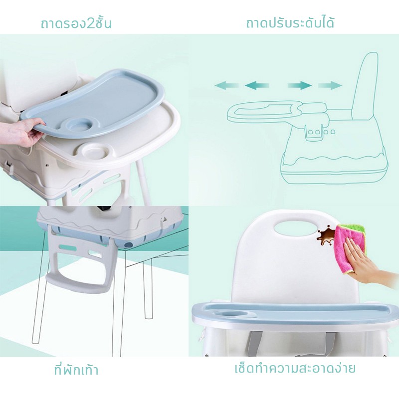 พร้อมส่ง เก้าอี้กินข้าวเด็ก 3in1 ฟรี เบาะหนัง ล้อเลื่อน และถาดอาหาร ใช้งานสะดวก แข็งแรง คุณภาพดี ทันสมัย พกพาไปได้ทุกที่ เก้าอี้ทานข้าวเด็ก เก้าอี้เด็ก