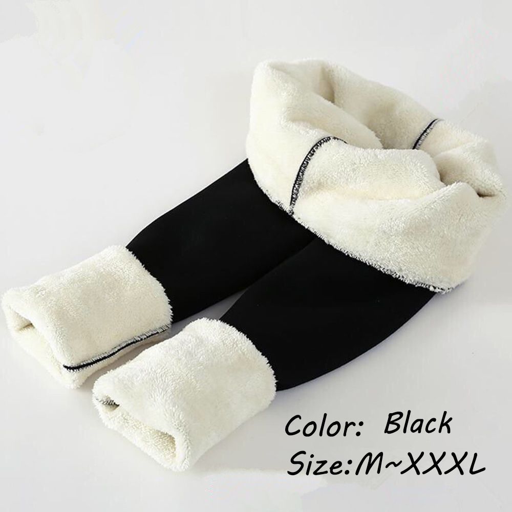 GURUNGMANI Thời trang Bình thường Eo cao Quần len lông cừu Xà cạp nữ Da cừu Cashmere Quần ấm Xà cạp dày mùa đông