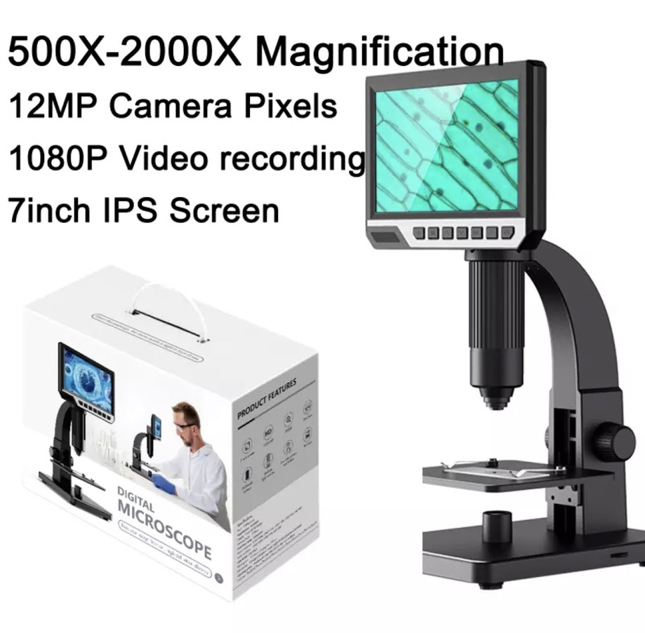 พร้อมส่ง HD 7นิ้ว2000Xกล้องจุลทรรศน์ดิจิตอลสำหรับDIY 500X 1000X USB อุตสาหกรรมกล้องจุลทรรศน์ต่อเนื่องขยายแว่นขยาย