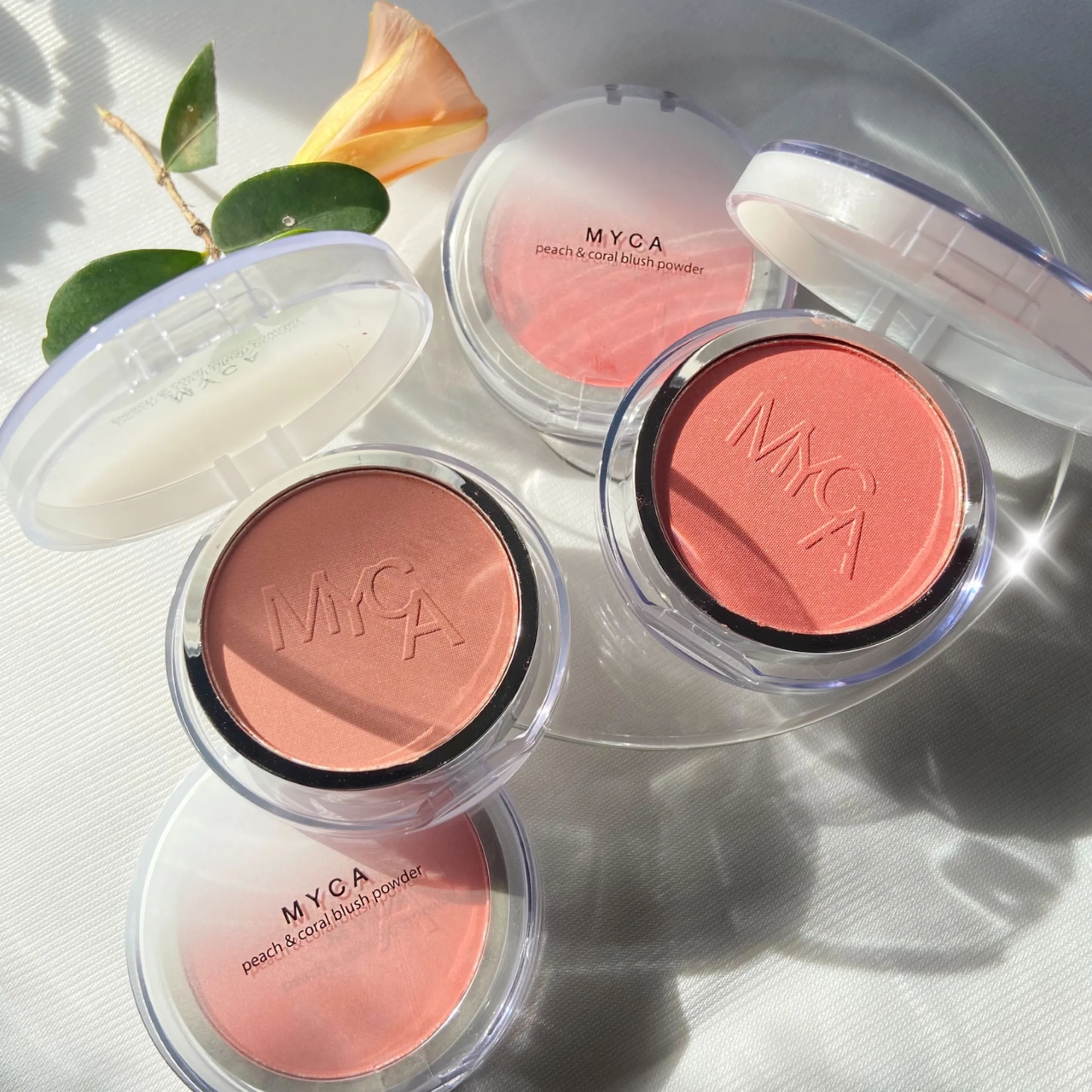 PEACH&CORAL POWDER BLUSHER  MYCA (ไมก้า) บลัชออน พีชแอนด์คอรัล  มี  4 สีให้เลือก