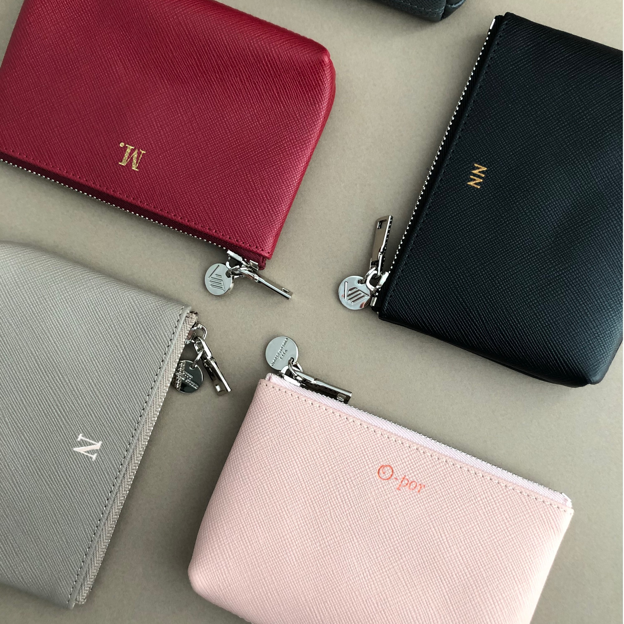 VITTcustomSTUDIO Zipper Pouch Personalized Saffiano Genuine Leather