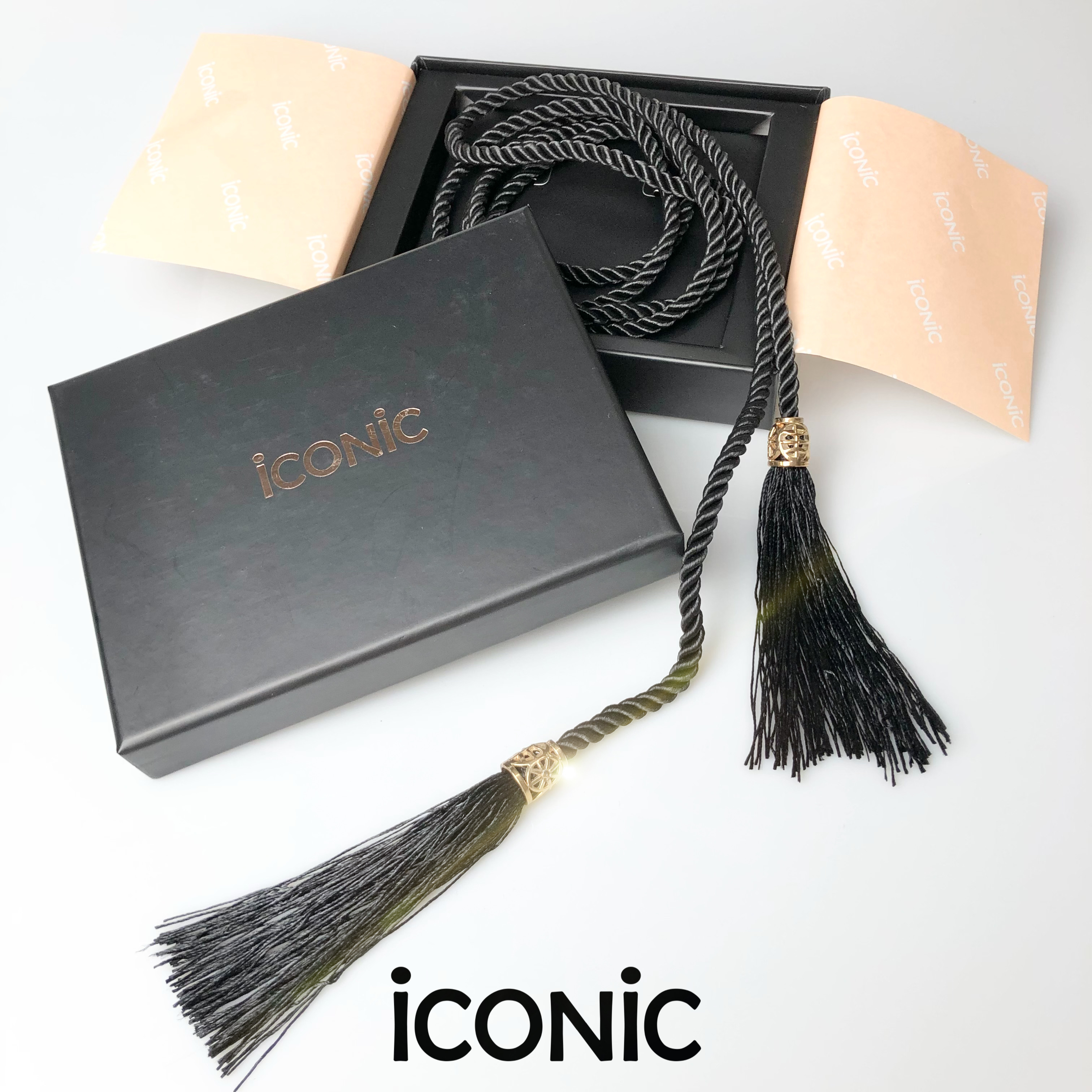 Vip Rope Tassel iCONiC Tassel Embellished Rope Belt 6033 เข็มขัด เชือก แบบผูก สีดำ ยาว ...
