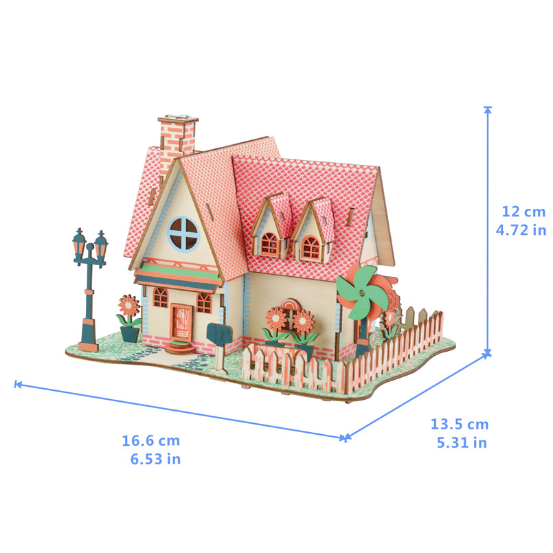 3D Wooden Puzzle Toys Jigsaw Architecture DIY Assembly Building House ...