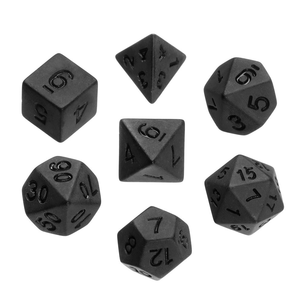PRETTY MJ 7pcs/set Polyhedral Multifaceted Multicolor Party Supplies Leisure Entertainment Toys Game Accessory Board Game Black Dice Set