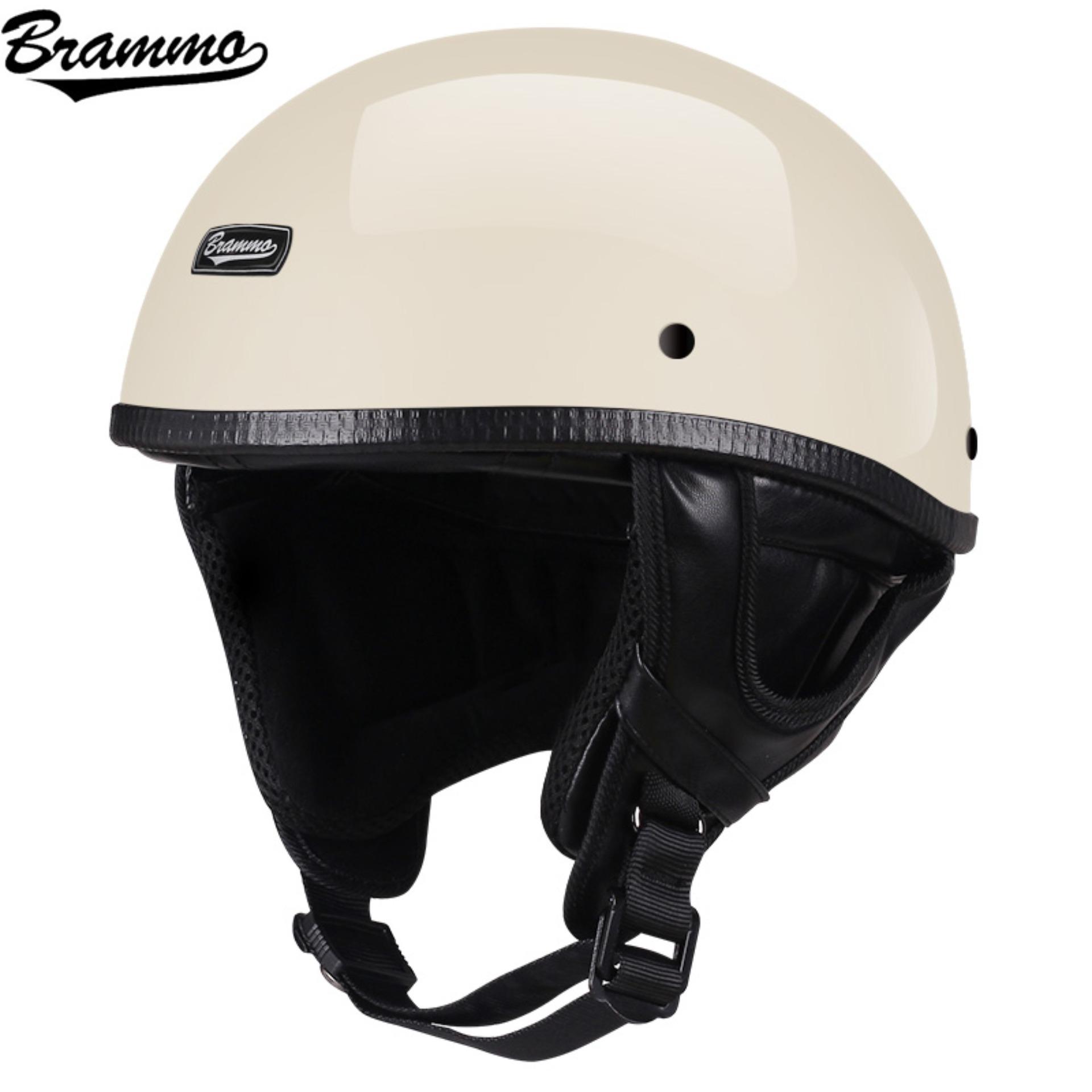 BRAMMO Retro Harley Motorcycle Helmet หมวกกันน็อครถจักรยานยนต์ มีความปลอดภัย หมวกแบบพกพา หมวกกันน็อคครึ่งหัว ขนาด(55-60cm)