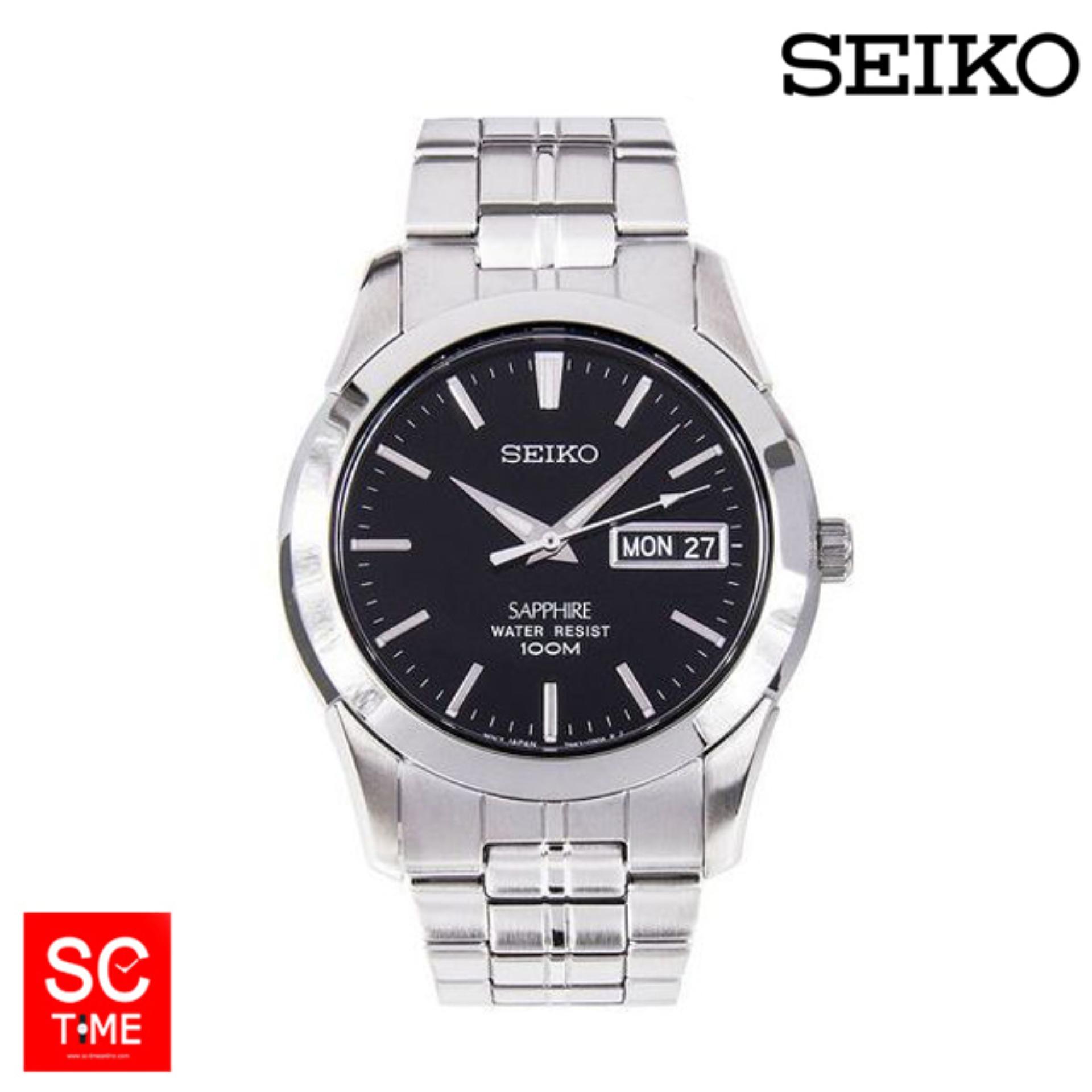 Seiko Quartz ชาย SGG715P1 สแตนเลส กระจก Sapphire หน้าน้ำเงิน 