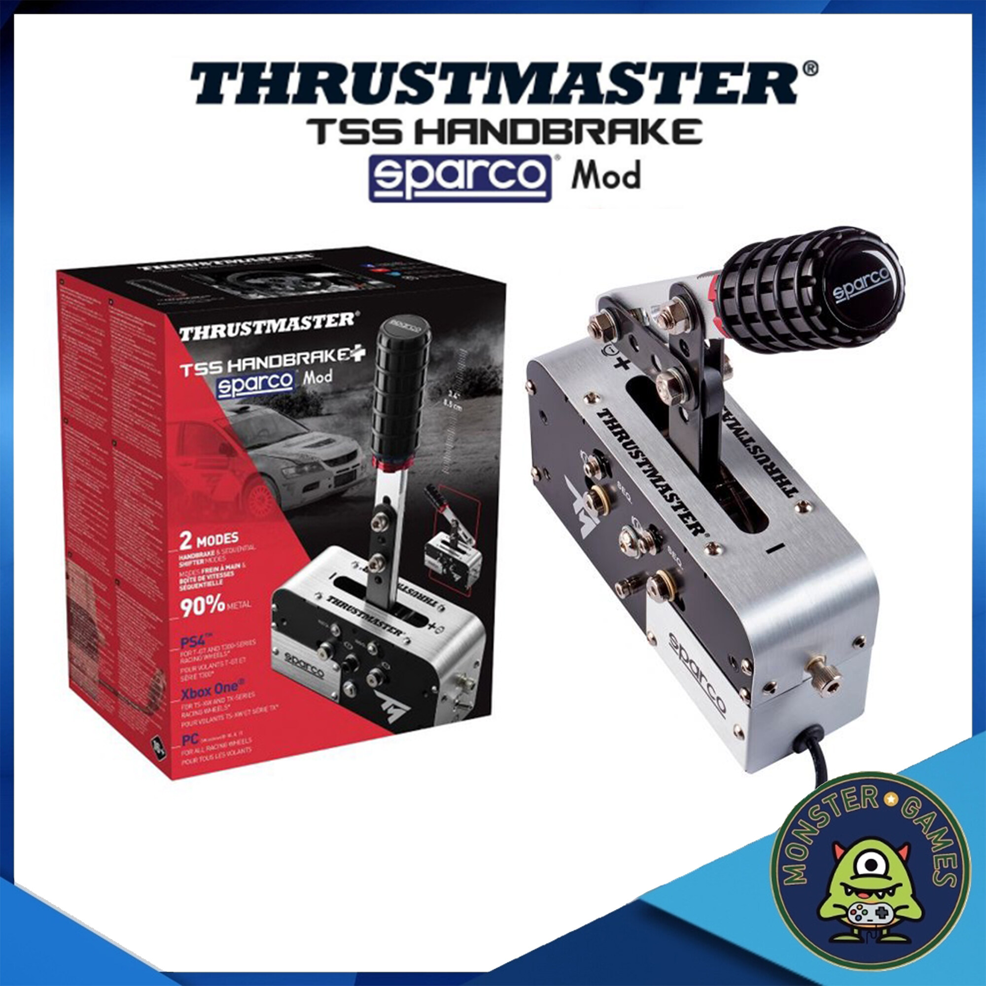 Sotel  Thrustmaster TSS Handbrake Sparco Mod Negro, Acero inoxidable Freno  de mano Analógico PC, PlayStation 4, Xbox One