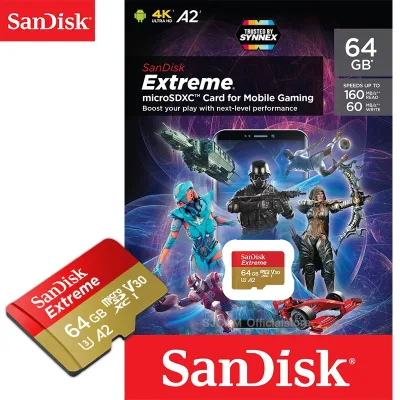 SanDisk Extreme microSDXC Card V30 U3 A2 64GB 160MB/s R, 60MB/s W (SDSQXA2-064G-GN6GN) Mobile Gaming Lifetime Limited