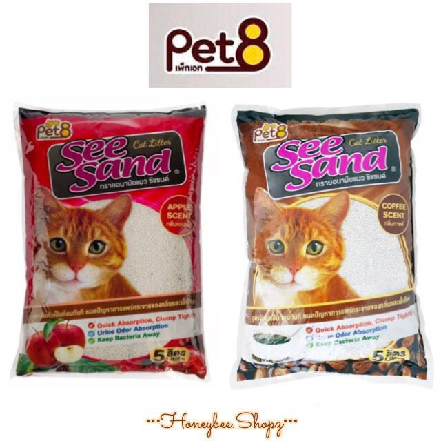 จัดส่งไม่เลือกกลิ่น Seesand ซีเเซน ทรายแมวเบนโทไนท์ ตัวเป็นก้อนได้ดี ฝุ่นน้อย สำหรับแมว (5 ลิตร/ถุง)