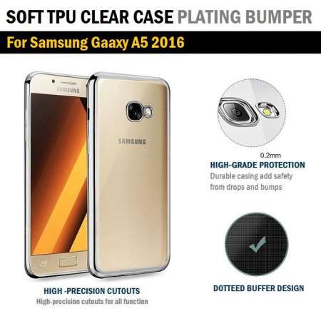 Qcase - เคสใส เคสขอบสี ผิวนิ่ม สำหรับ Samsung A5 2016 เคส ใส - Soft TPU Clear Case for Samsung Galaxy A5 2016