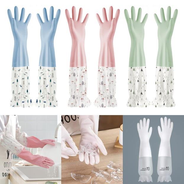 【จุดขายร้อน】 ใหม่ 2021 👍ส่งไวจากไทย👍(N999) ถุงมือว ถุงมือล้างจานทำความสะอาด ถุงมือยืดหยุ่นกัน 1 คู่