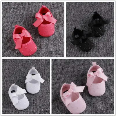 Cute Toddlers Girl Crib Shoes Newborn Baby Bowknot Soft Sole Prewalker Sneakers Summer Toddlers Baby Girl Boy Anti-slip Shoes Newborn Slipper Shoes 0-18 Months