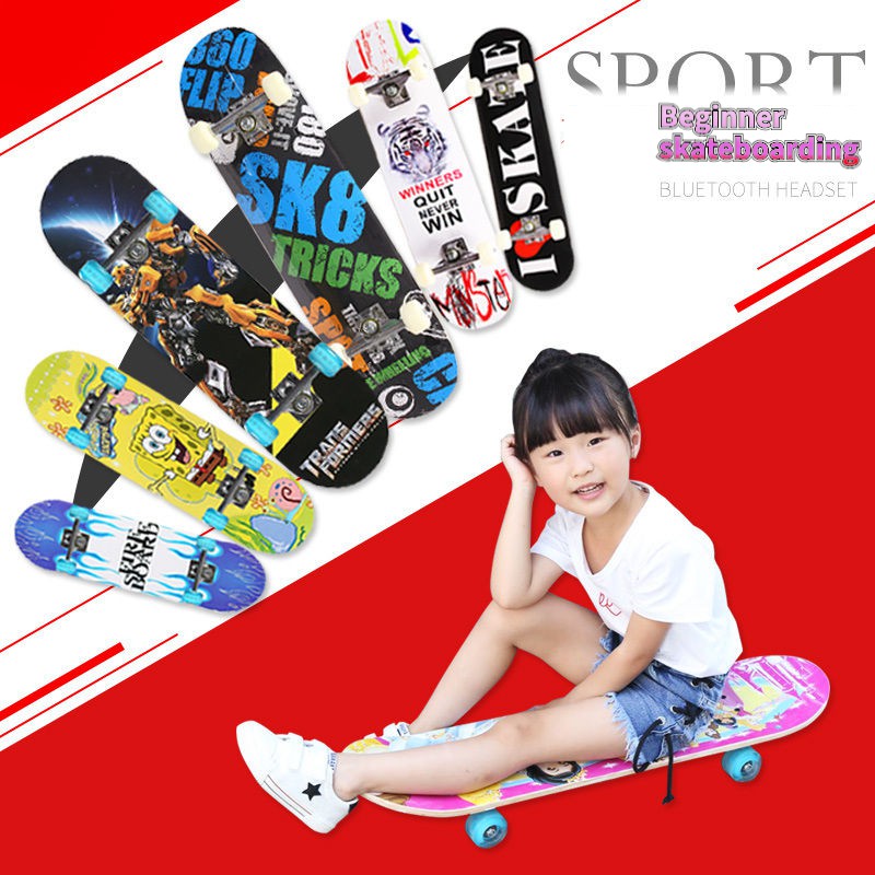 ☢♧  สเก็ตบอร์ดเด็ก 60cm skateboards สเก็ตบอร์ดเด็กผู้หญิง 5 8 10 12ขวบ สเก็ตบอร์ด สเก็ตบอร์ดเด็กโต สเก็ตบอร์ดเด็กมีไฟ