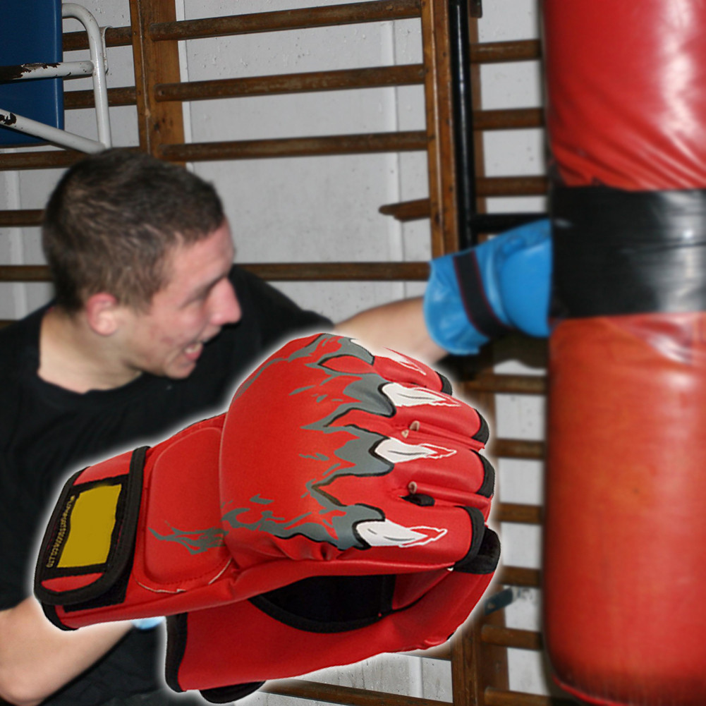 นวมชกมวย UFC MMA Boxing Glove นวม Sparring Kick นวมชกมวยฟิตเนสแบบสั้นตัดนิ้ว นวมชกมวยต่อสู้ ถุงมือนวมชกมวย MMA  SP35