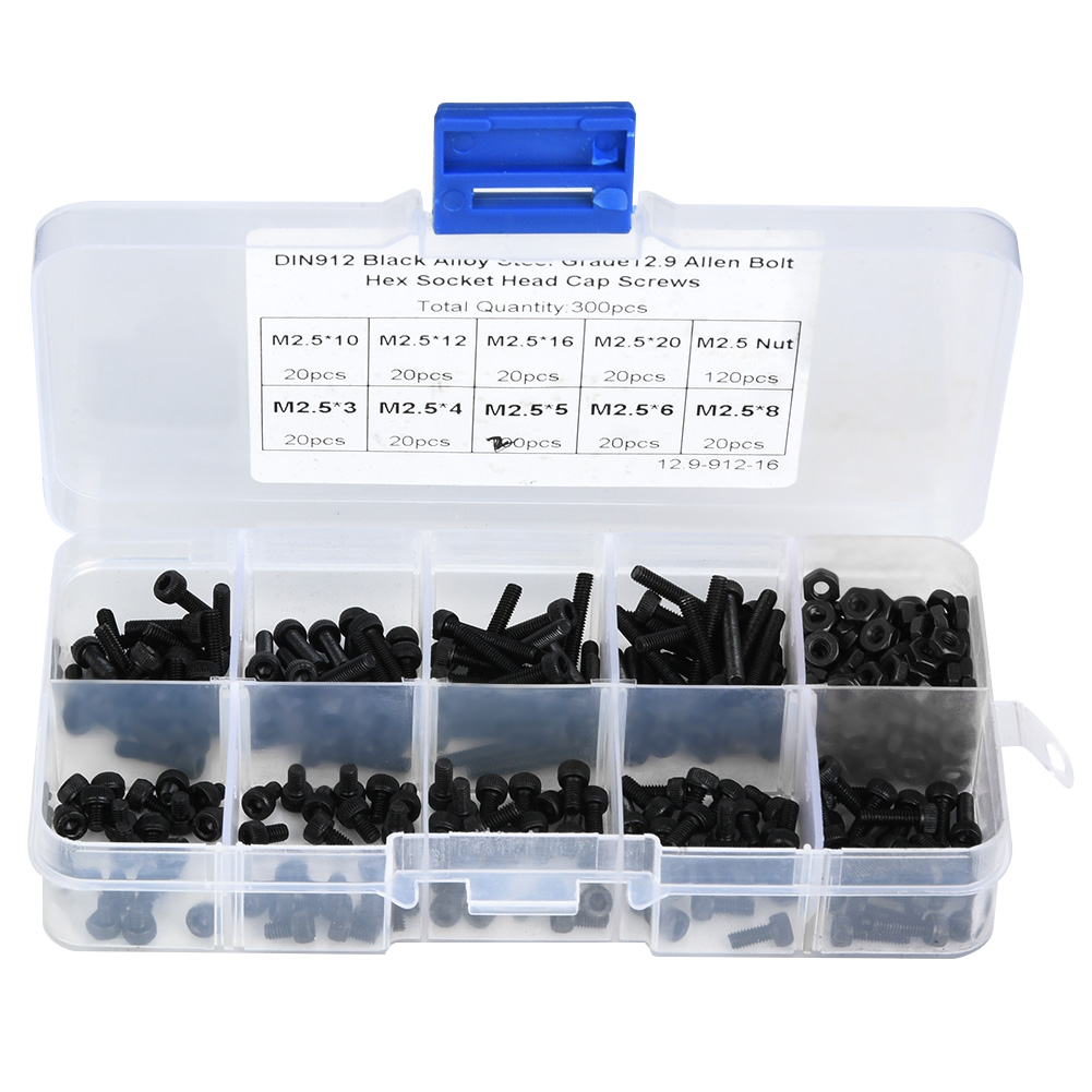 20pcs M2 X 16mm Alloy Steel Socket Head Cap Screws - 12.9 Grade Hex Bolts (Black)